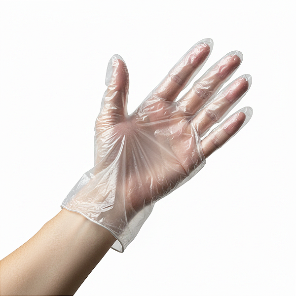 LUVA PLASTICA DESCARTAVEL COM 100 UNIDADES