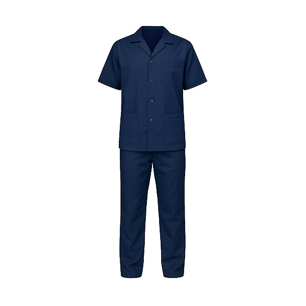 CONJUNTO DE BRIM JALECO E CALCA UNIFORME AZUL XG