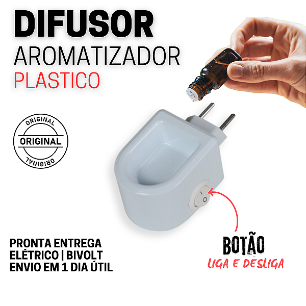 Aromatizador Difusor de aromas de óleos essenciais Elétrico Bivolt Plástico Branco com botão liga e desliga