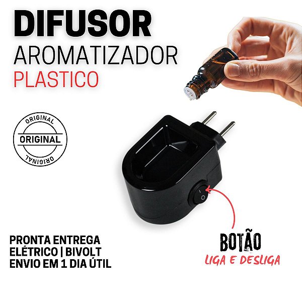 Aromatizador Difusor de aromas de óleos essenciais Elétrico Bivolt Plástico Preto com botão liga e desliga