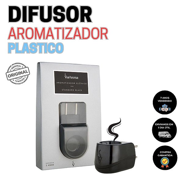 Difusor Aromatizador Elétrivo Bivolt de Óleo Essencial de Plástico Cor Preto Via Aroma