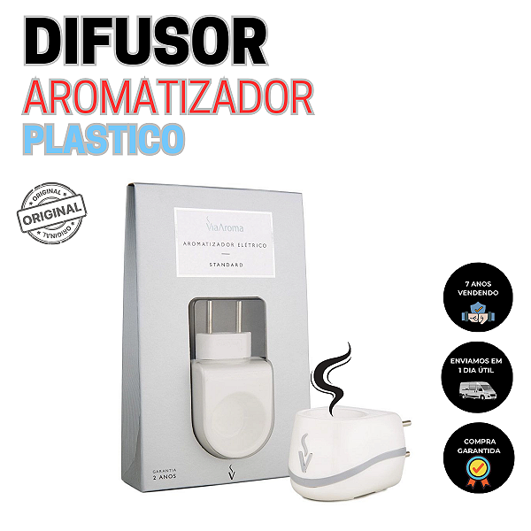 Difusor Aromatizador Elétrivo Bivolt de Óleo Essencial de Plástico Cor Branco Via Aroma