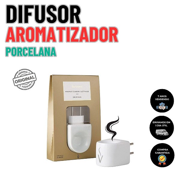 Difusor Aromatizador Elétrivo Bivolt Porcelana Branco Via Aroma