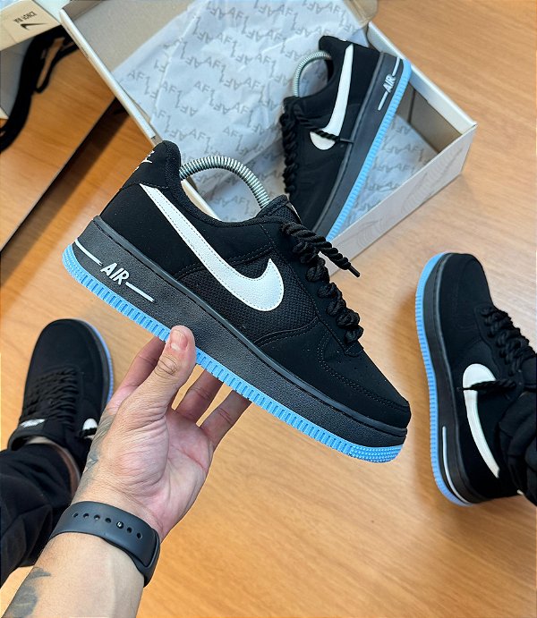 Nike Air Force 1 Nubuck Black/Blue - Linha premium