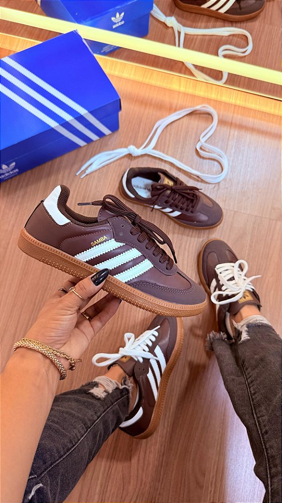 Tênis Adidas Samba OG chocolate/branco - Linha Premium