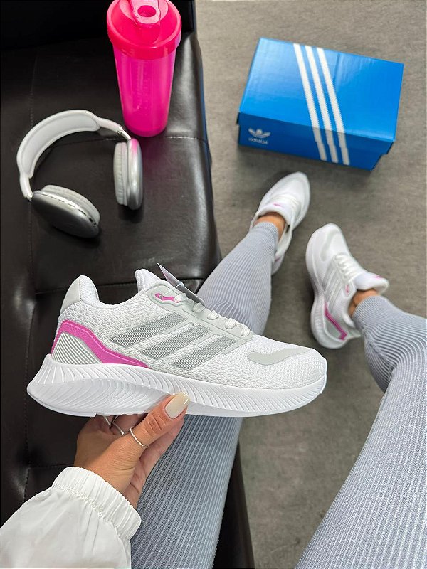 Tênis Adidas Falcon 3.0 branco/rosa - Linha premium