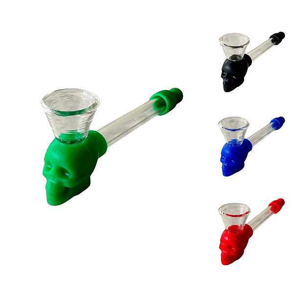 Pipe de Vidro com Silicone Caveira