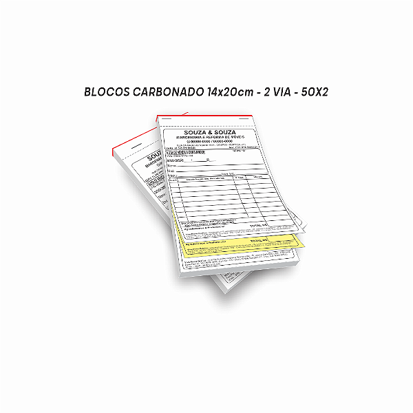 Bloco 14x20 cm - 50x2 vias - papel copiativo