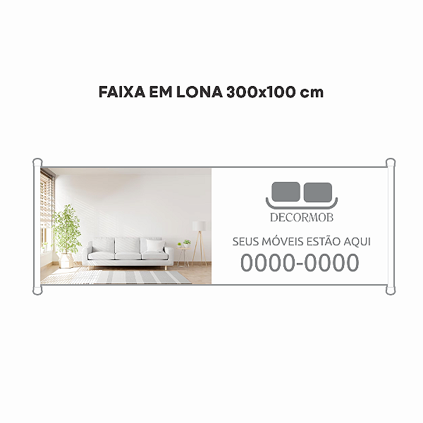 Faixa em lona - 300x100 cm