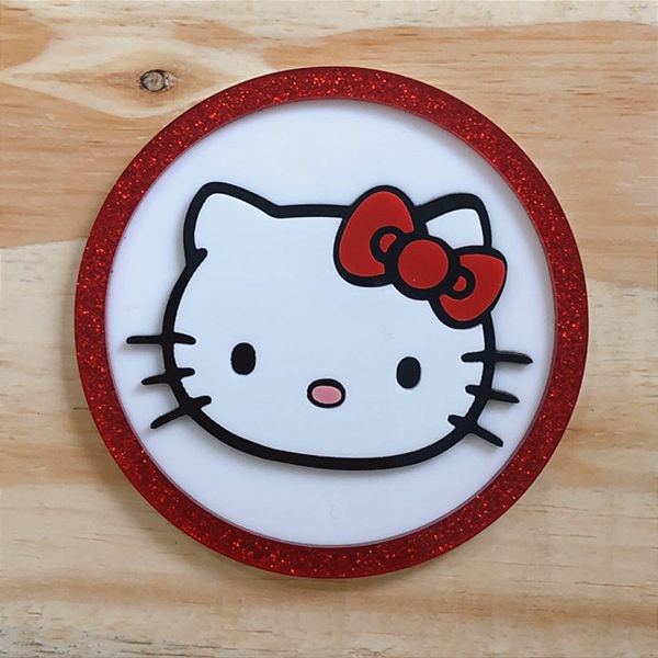 Aplique Círculo Personalizado - Hello Kitty  -  8cm - 1 unidade