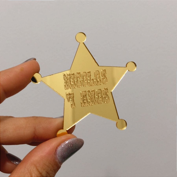 Aplique Estrela Xeriff com nome - Toy Story - 7cm - 1 unidade