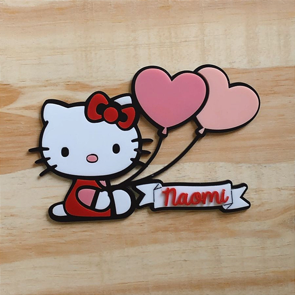 Aplique Com Balões + Nome Personalizado - Hello Kitty - 10cm - 1 unidade