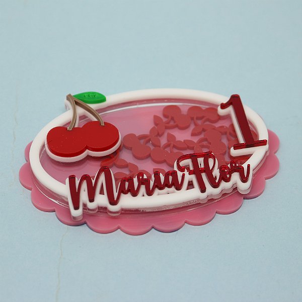 Aplique Nome shaker - Cerejinha - 10cm - 1 unidade