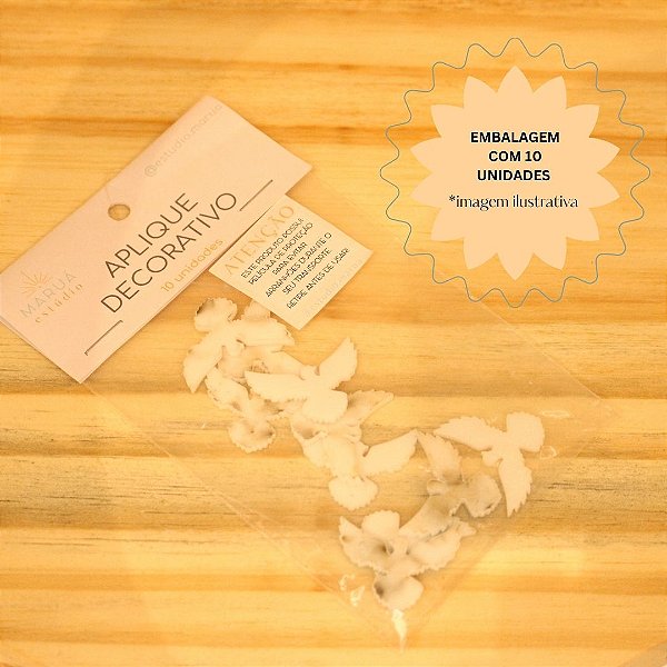 Aplique Pomba 3cm - Acrílico - 10 unidades