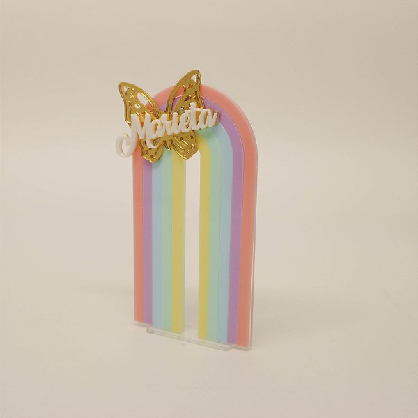 Cenário Arco Íris com Nome - Jardim - 13cm - 1 unidade
