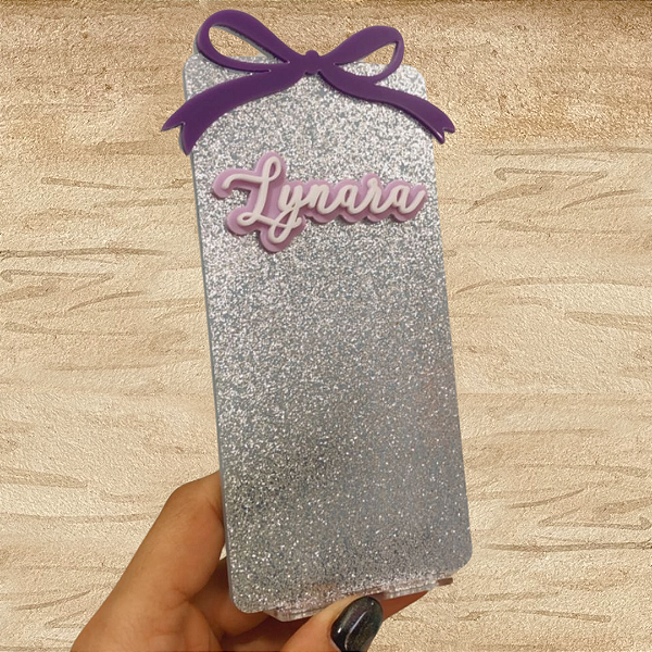 Cenário Glitter Nome - Lavanda - 14cm - 1 unidade