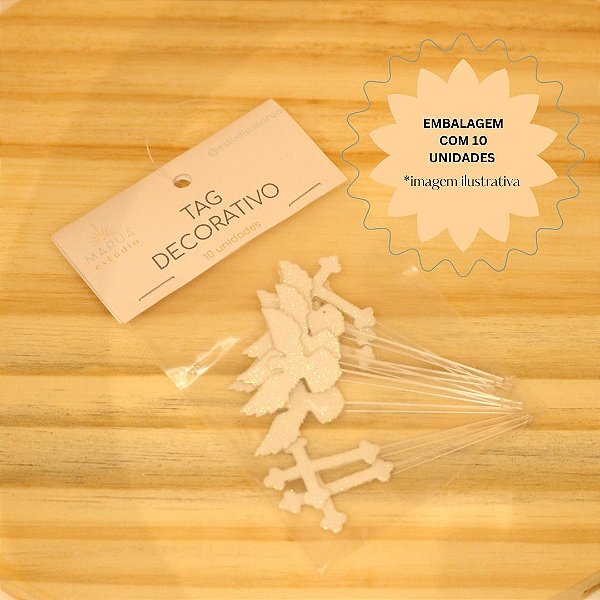 Tag Pomba e Cruz 3cm - EVA - 10 unidades