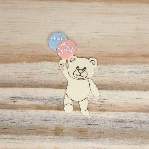 Aplique Urso com Balão - Chá Revelação - 7cm -1 unidade
