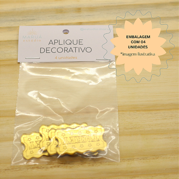 Aplique Ticket Parque/Circo 4cm -  Acrílico - 4 unidades