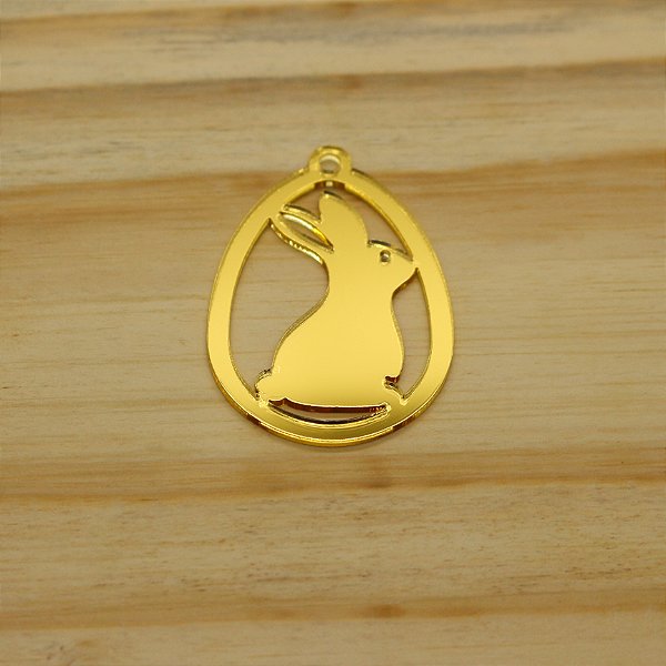 Pingente Coelho no Ovo de Páscoa - Acrílico - 4 unidades