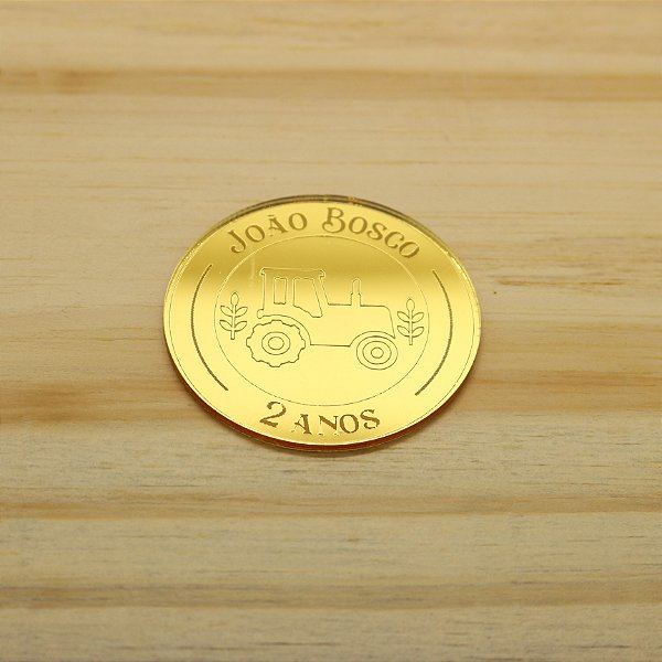 TAG Trator Nome e Idade - Fazendinha - 5cm - 1 unidade