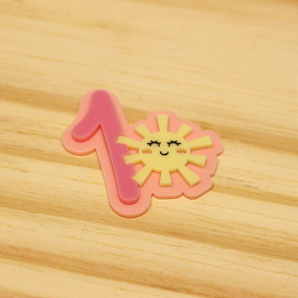 Aplique Idade com Sol - 10cm - Chuva de Amor - ACRÍLICO