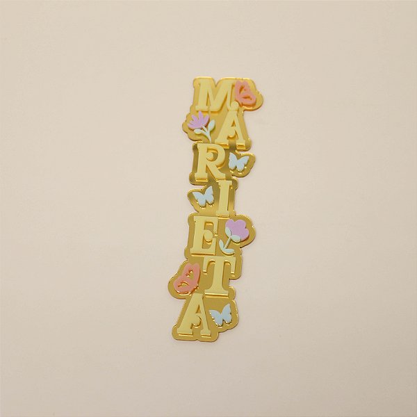 Aplique nome batata grande Borboletas - Jardim - 15cm - 1 unidade