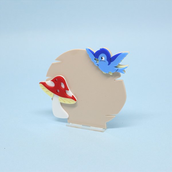 Cenário Cogumelo e Passarinho redondo - Branca de Neve - 10cm - 1 unidade