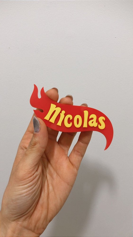 Aplique Nome para kiktat - Hot Wheels - 10cm - 1 unidade