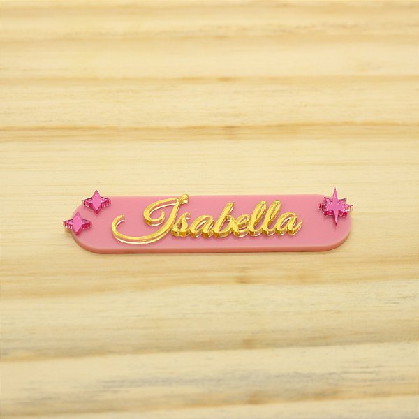 Aplique nome com estrelas - Pink - 8cm - 1 unidade