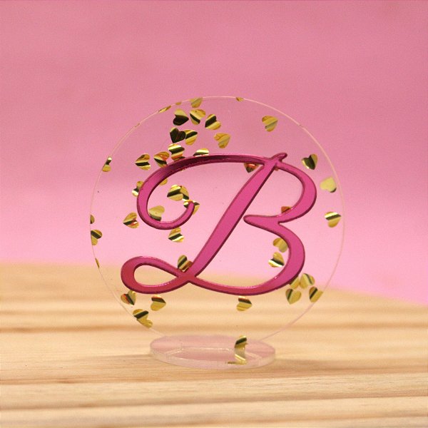Cenário com Inicial - Pink - 6cm - 1 unidade