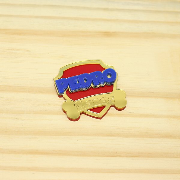 Aplique Escudo com Nome e Idade - Patrulha Canina - 6cm - 1 unidade