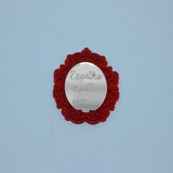 Aplique Espelho Glitter - Branca de Neve - 6cm - 1 unidade