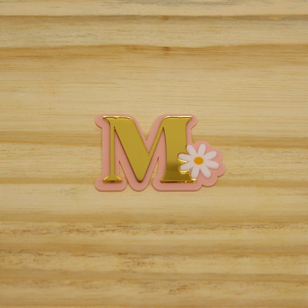 Aplique Inicial com flor - Margaridas - 5cm -  1 unidade