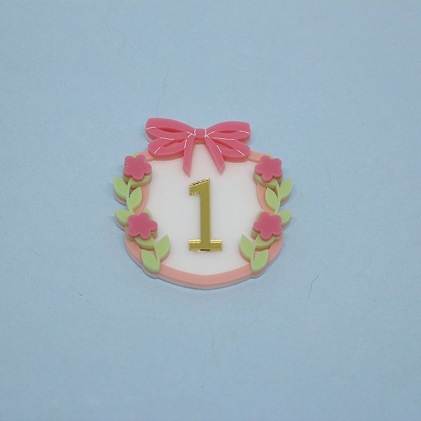 Aplique Idade com flores - Carrossel - 6cm - 1 unidade