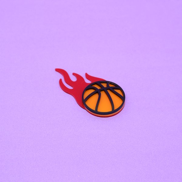 Aplique Bola com Fogo - Basquete - 6cm - 1 unidade