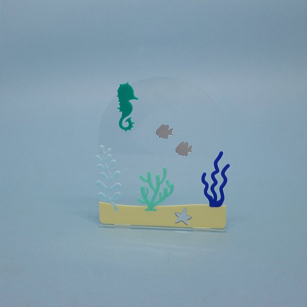 Cenário Cavalo Marinho e Peixes - Fundo do Mar - 14cm - 1 unidade
