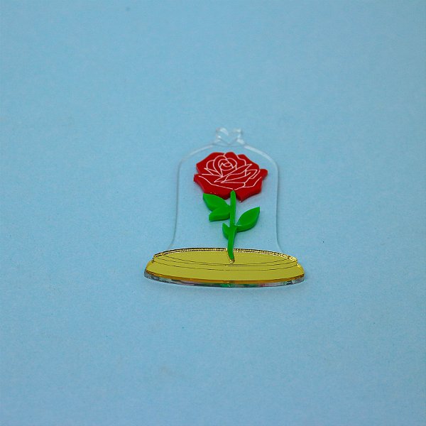 Aplique Rosa Bela e a Fera - Princesas - 8cm - 1 unidade