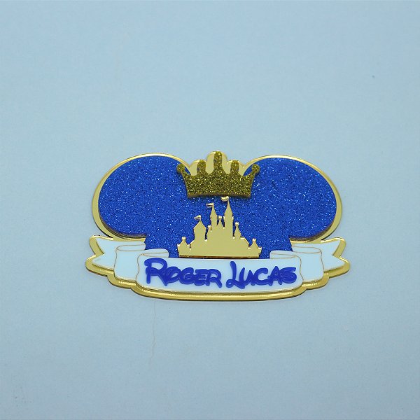 Aplique Silhueta com nome e coroa - Mickey - 12cm - 1 unidade