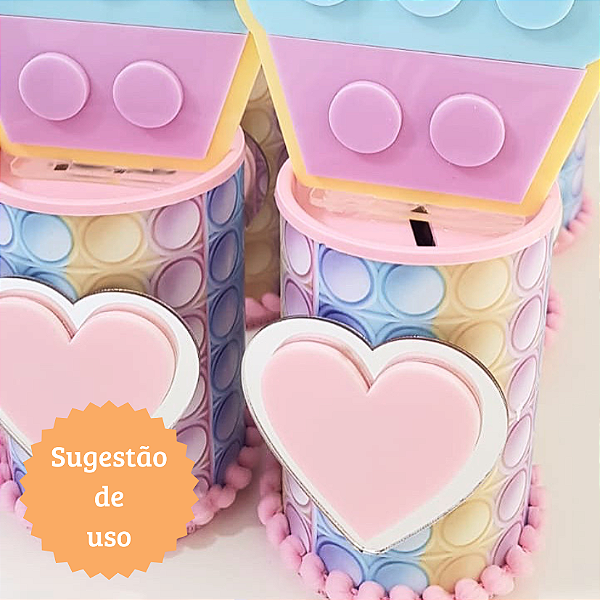 Aplique Coração Duplo - Pop It - 6cm - 1 unidade