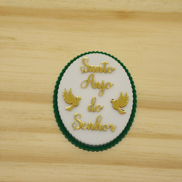 Aplique Escalopado Santo Anjo - Batizado - 7cm - 1 unidade
