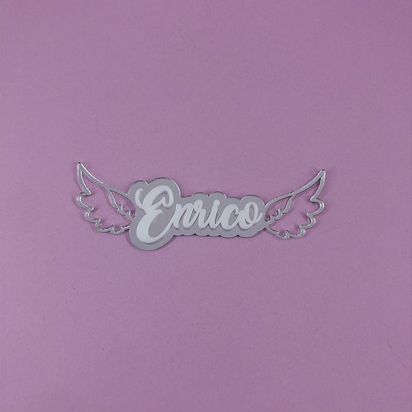 Aplique Nome com Asas - Batizado - 9,5cm - 1 unidade