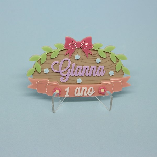 Aplique Kitkat Nome e idade - Jardim - 12cm - 1 unidade