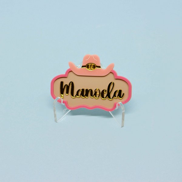 Aplique Nome com Chapéu - Fazendinha - 8cm - 1 unidade