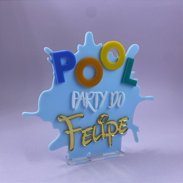Cenário Splash com Nome - Mickey Pool Party - 12cm - 1 unidade