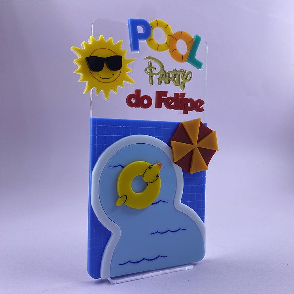 Cenário Pool Party com Nome - Mickey Pool Party - 13cm - 1 unidade
