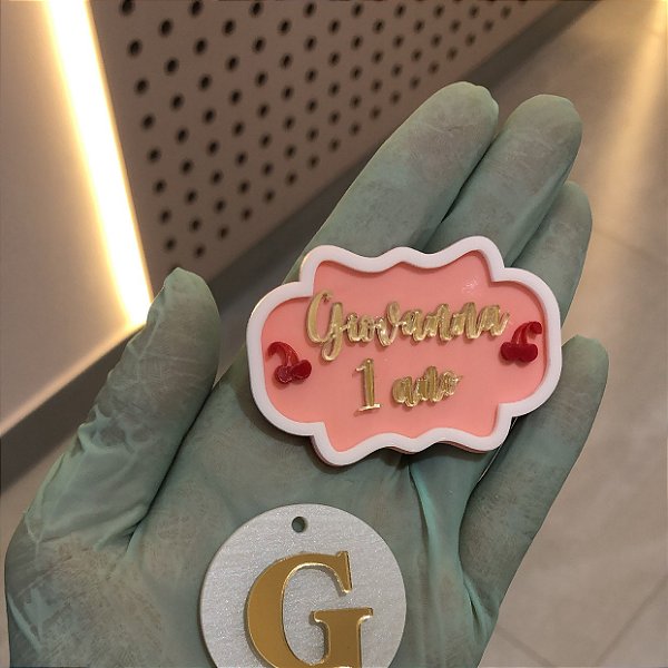 Aplique Nome e Idade - Cerejinha - 6cm - 1 unidade