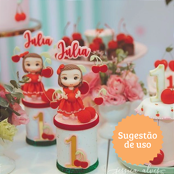 Cenário Cerejas e Nome - Cerejinha - 14cm - 1 unidade