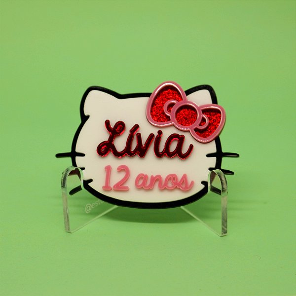 Aplique Idade com nome - Hello Kitty - 8cm - 1 unidade