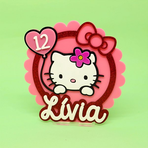 Cenário Personagem Nome e Idade - Hello Kitty - 12cm - 1 unidade